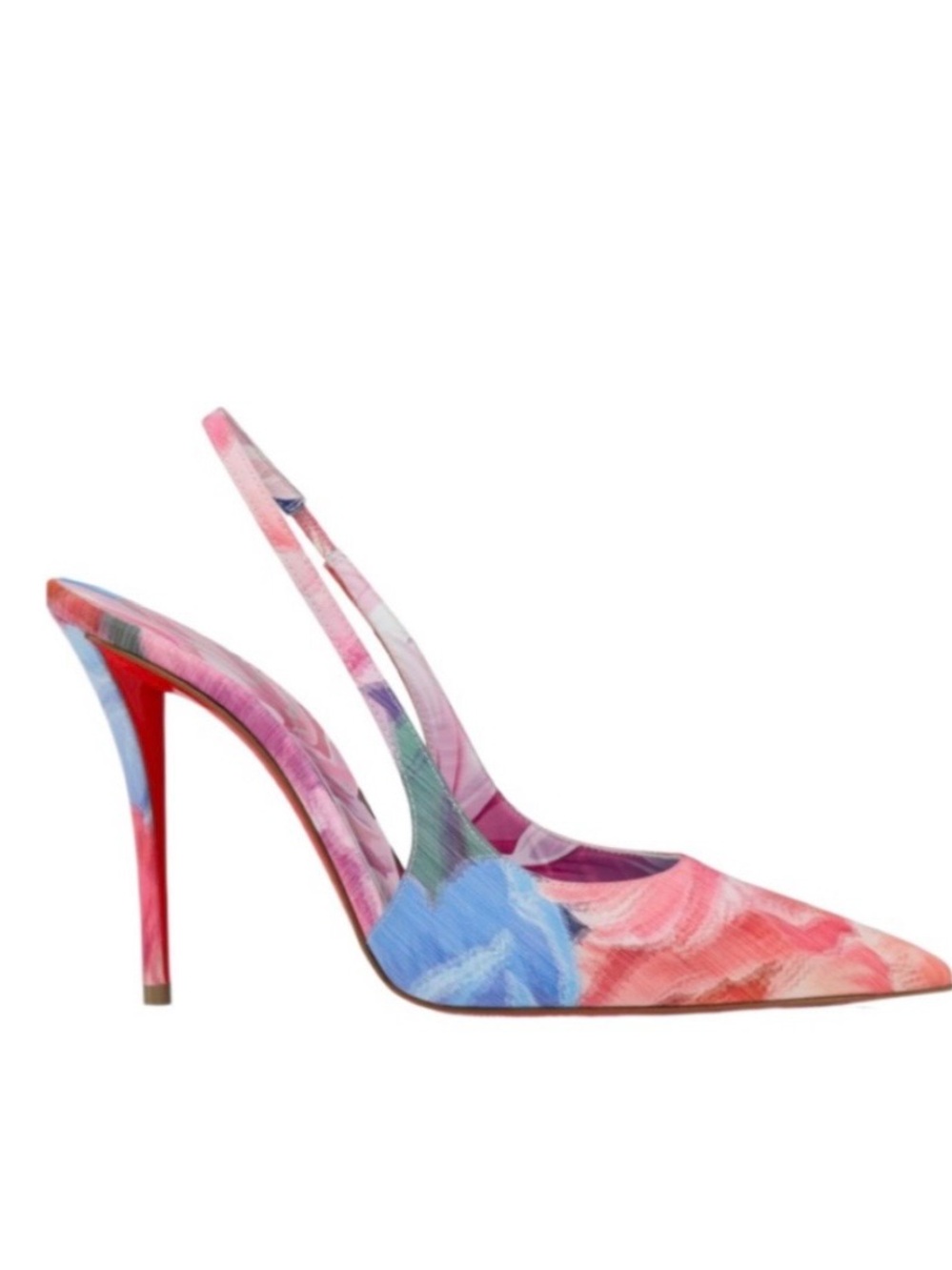 CHRISTIAN LOUBOUTIN  MISS Z SLINGBACK 100 PUMPS PINK MULTICOLOR PRINT SZ 39 NEW